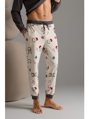 Syah Erkek Pamuklu Cepli Uzun Pijama Altı