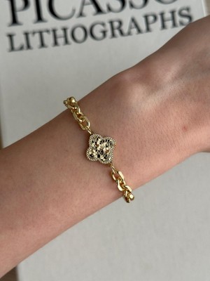 İrem Yıldız Çelik Gold Kararmaz Altın Kaplama  14K Kuyumcu Model Vip Bileklik