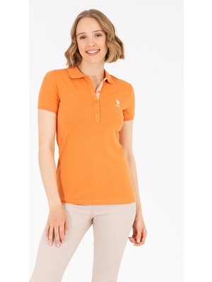 U.S. Polo Assn. Kadın Kiremit Basic Polo Yaka Tişört 50262698-VR031
