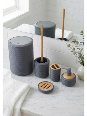 Hometarz Bambu Detaylı Akrilik Banyo Seti - 5 Parça