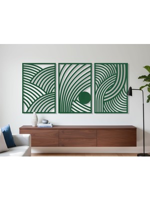 3 Parça Modern Geometrik Ahşap Duvar Tablosu Seti – Dekoratif Mdf Tablo