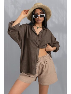 Domoda Pamuk Viskon Yazın Ferahlığı Rahat Kesim Terletmeyen Doğal Kumaş Yazlık Kadın Gömlek @aslı