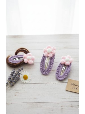 Veyla Style El Yapımı Kız Bebek ve Çocuk Örgü Çıtçıt Toka 2'li