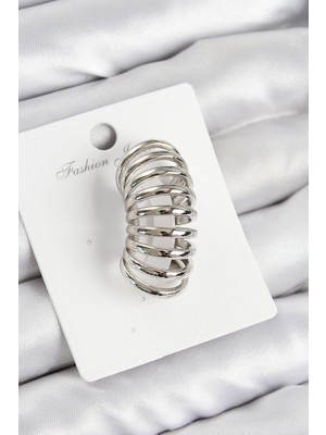 Hkursat Pirinç Yay Model Gümüş Renk Sağ Kıkırdak Küpe