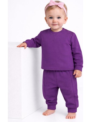Organickid Mix Kız Bebek Mor Eşofman Takımı