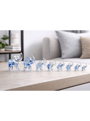 Crystal Passion El Yapımı Cam 7’li Fil Figür Seti | Dekoratif Cam Biblo