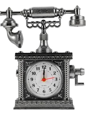 Mestore Vintage Telefon Tasarımlı Masa Saati ve Çalar Saat Dekoratif Model