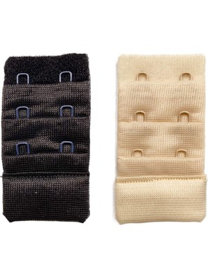 Royaleks 2 Adet Agraf Sütyen Uzatma Kopçası 3 Sıra / 2 Kanca Siyah Ten