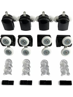 Skygo Rulmanlı Cam Duşakabin Tekerleği Metal Kırılmaz Gövde Siyah 8'li Tam Set