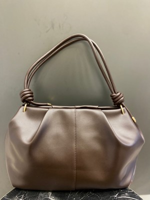 MB Kadın Büzgü Detaylı Kahverengi El ve Kol Çantası