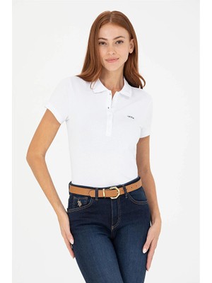 U.s. Polo Assn. Kadın Beyaz Basic Tişört Kısa Kol Günlük Stil Pamuk Karışımı