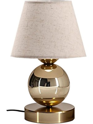 Evlight Gold Masa Üstü Krem Komidin Başı Abajur