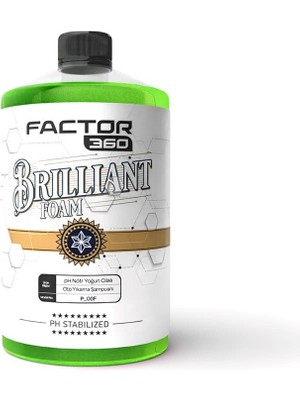 FACTOR360 Brilliant Green Apple Yeşil Seri Yeşil Elma Kokulu Ph Nötr Yoğun Cilalı Oto Yıkama Şampuanı 1 Litre