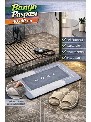 ( 1 Adet ) 40*60  cm  Banyo Paspası - Kaymaz Tabanlı  Hızlı Kuruyan Mat - Su Emici Yapı