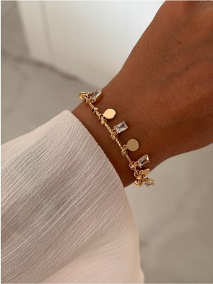 Miliva Zirkon Taşlı Sallantılı Vip Renk Atmaz Bileklik