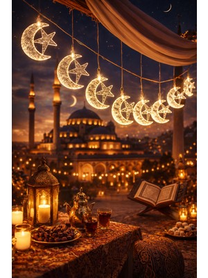 Pairla  1,5 Metre Ramazan Temalı LED Işıklı Süsleme Seti Ramazan Süsleri, Ramazan Hediyem Ramazan Süsü