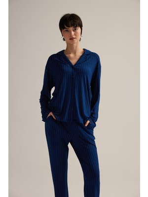 Hays Kadın Viskon Uzun Kollu Gömlek Pijama Üstü