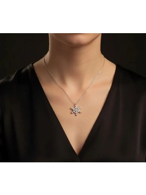 G&A Jewels 14kt Altın 0.01ct Pırlantalı Kar Tanesi Kolye