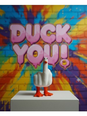 Lubiko Studio Lubıko Studıo Esprili Orta Parmak Hareketli Ördek Biblo - El Boyaması Dekoratif Ofis, Çalışma Odası Hediyesi