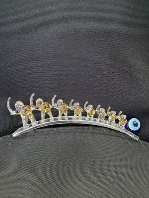 Es Dekor Eğik Plakada Amber Filler 22CM Cam El Yapım Hediyelik 1 Adet