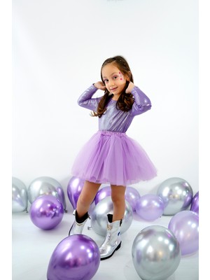 Duca Işıltılı Uzun Kollu Bodyli Tütü Kız Çocuk Elbisesi