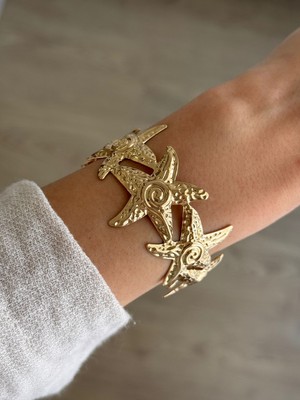 İrem Yıldız Çelik Gold Yıldız Desen Kelepçe