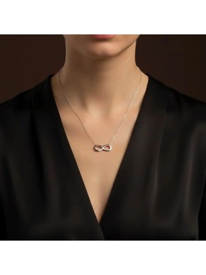 G&A Jewels 14K Altın 0.01 Ct Pırlanta Taşlı Sonsuzluk Kolye