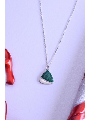 Innuendo Jewelry 925 Ayar Gümüş Sedef Taşlı Üçgen Kolye Zirkon Detaylı Minimal Şık Kadın Kolye