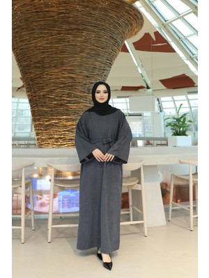 Nisum Moda Dokulu Kuşaklı Modal Elbise