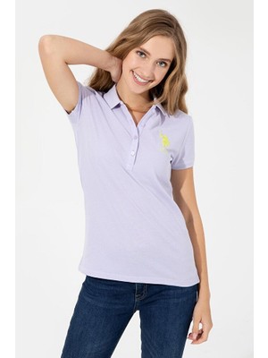 U.S. Polo Assn. Kadın Lila Polo Yaka Basic Tişört