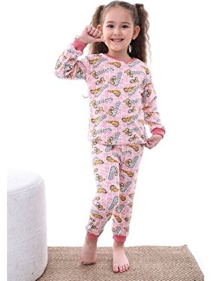 Aden Kids Mevsimlik Pamuklu Kumaş Karikatürlü Unisex Çocuk Pijama Takımı