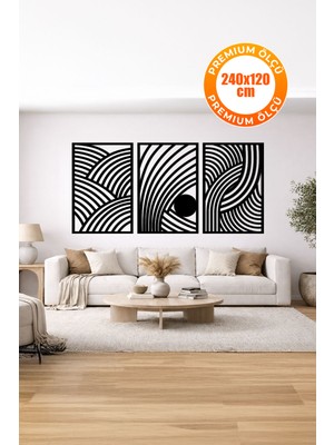 3 Parça Modern Geometrik Ahşap Duvar Tablosu Seti – Dekoratif Mdf Tablo