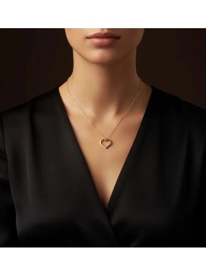 G&A Jewels Pırlantalı 14 Ayar Altın Kalp Kolye