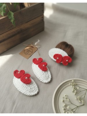 Veyla Style 2'li El Yapımı Kız Bebek ve Çocuk Örgü Çıtçıt Toka