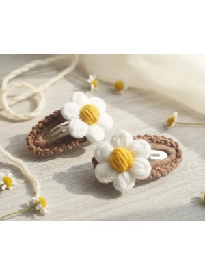 Veyla Style El Yapımı Kız Bebek ve Çocuk Örgü Çıtçıt Toka 2'li