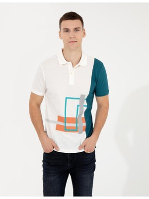 Pierre Cardin Zümrüt Slim Fit Baskılı Polo Yaka Tişört