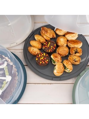 Aesco Geçmeli Kilitli, Kapaklı ve Kulplu Yaş Pasta, Kek Taşıyıcı, Mutfak Saklama Için Yuvarlak, Bpa Içermeyen Kek Fanusu, Börek, Çörek Saklama Kabı,, Turta Taşıma Kutusu (1, Krem, 12×28)