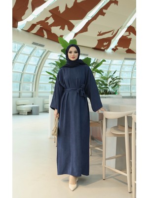 Nisum Moda Dokulu Kuşaklı Modal Elbise