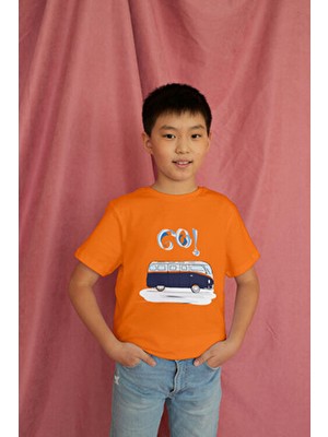 Bubuga Erkek Çocuk %100 Pamuk Premium Lacivert Karavan Baskılı Kısa Kol Tshirt
