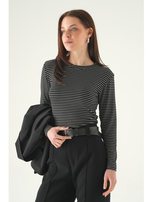 Rays 8375A Bisiklet Yaka Çizgili Badi Siyah