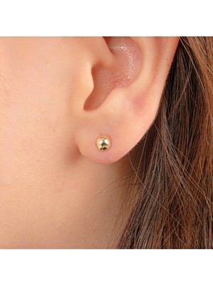 Fasek Gold Altın Küpe - 14 Ayar Altın Minimal Top Küpe