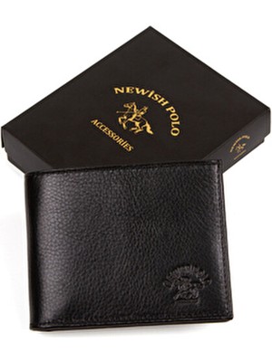 Newish Polo Erkek Hakiki Deri Cüzdan ve Kartlık - Siyah