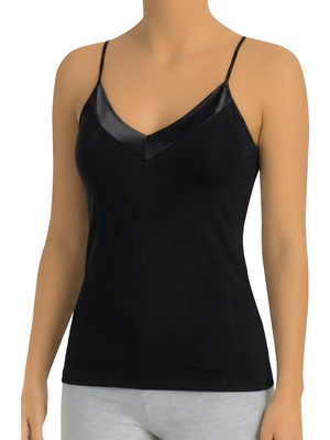 Öts Kadın Atlet Saten Yaka Ip Askılı (%90 Viskon - %10 Elastan)