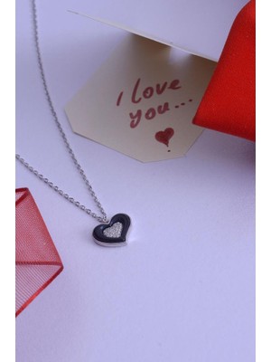 Innuendo Jewelry 925 Ayar Gümüş Mineli Taşlı Kalp Kolye