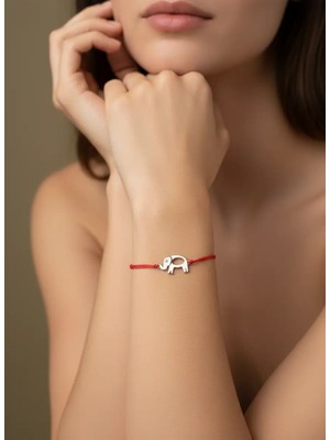 G&A Jewels 14K Altın Pırlantalı Fil Kırmızı Ipli Bileklik