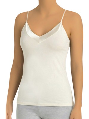 Öts Kadın Atlet Saten Yaka Ip Askılı (%90 Viskon - %10 Elastan)