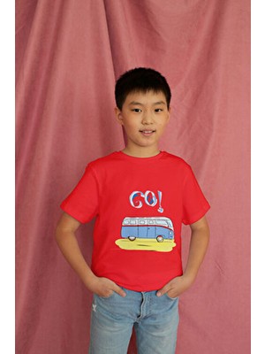 Bubuga Erkek Çocuk %100 Pamuk Premium Sarı Go Karavan Baskılı Kısa Kol Tshirt