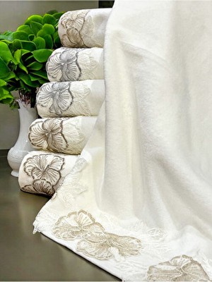 ayhanhome Lüks Fransız Güpürlü 6 Adet Çeyizlik 30X50 Kadife Mutfak Havlusu