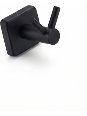 Enalburumtr Kare Mat Siyah 2'li Bornozluk / Banyo Askısı / Bornoz Askısı / Banyo&tuvalet Paslanmaz Çelik