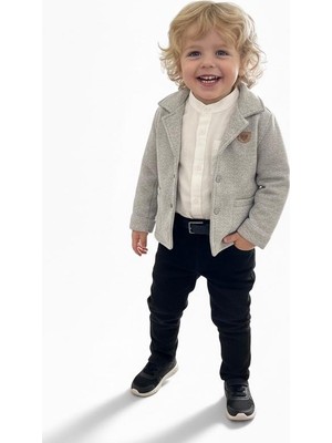 Butik Erkek Çocuk Pamuklu Ceketli Kemer Aksesuarlı 4 Parça Takım